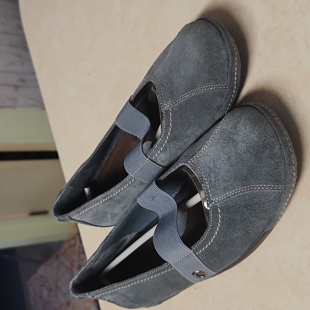 Blue Leather Suede Upper Flat Mary Jane Slip On Comfort What’s What Aerosoles - Picture 3 of 10